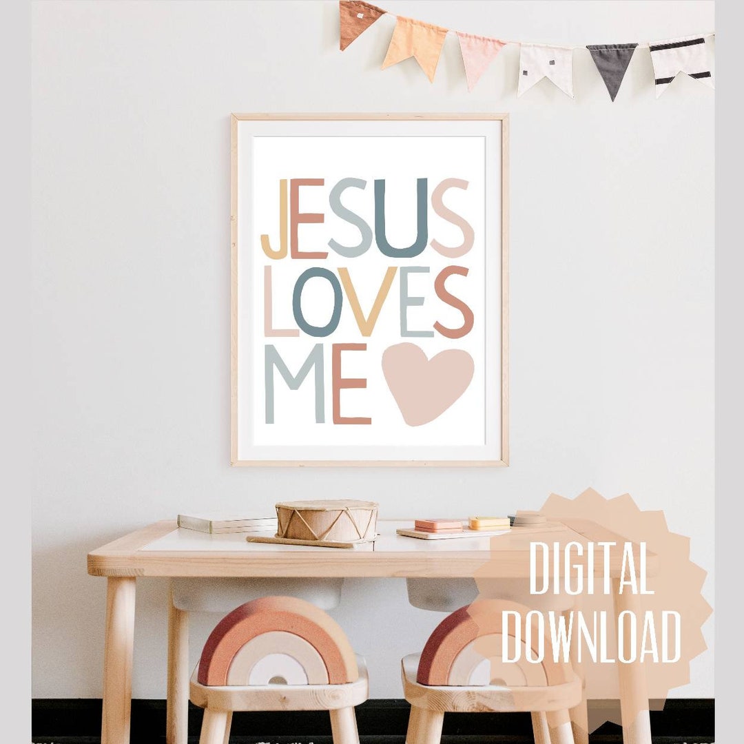 Jesus Loves Me Wall Art Digital Download Religious Print for Etsy