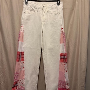 Upcycled Patchwork White Jeans