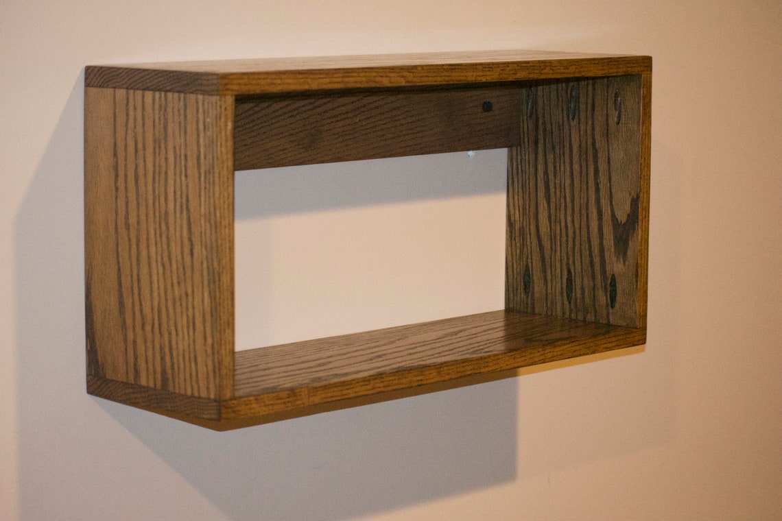 Cube Shelf Solid Oak 24x7.5x12 Floating Shelf Book Shelf Etsy