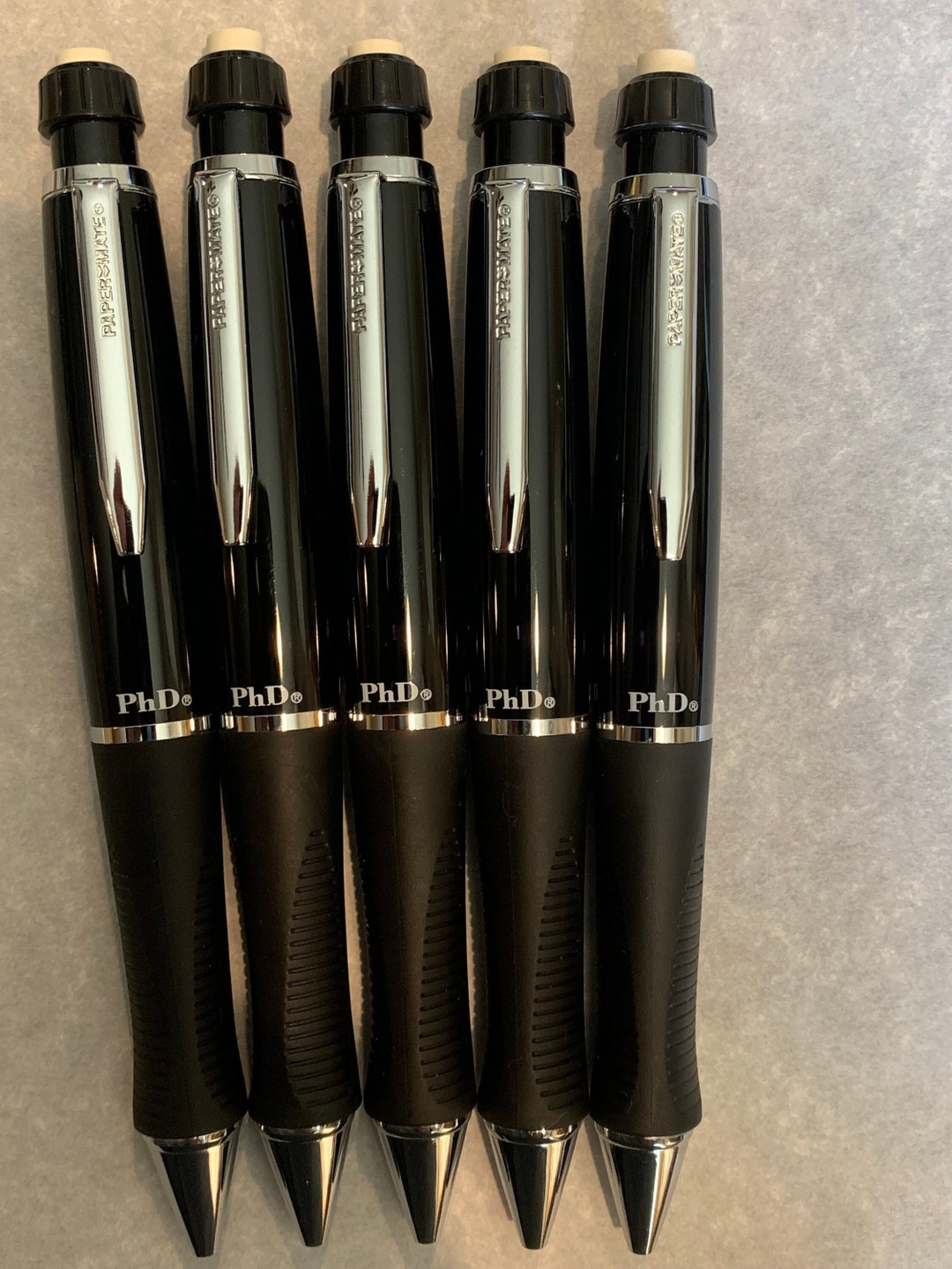Papermate Phd Pencils NOS 5 .5mm Very Rare Black& Chrome Trim Etsy