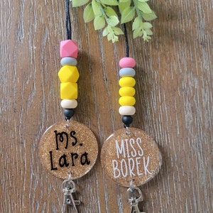 Teacher Glitter Lanyard, Lanyard, Teacher Gift, Teacher Pencil Lanyard, Gifts for her
