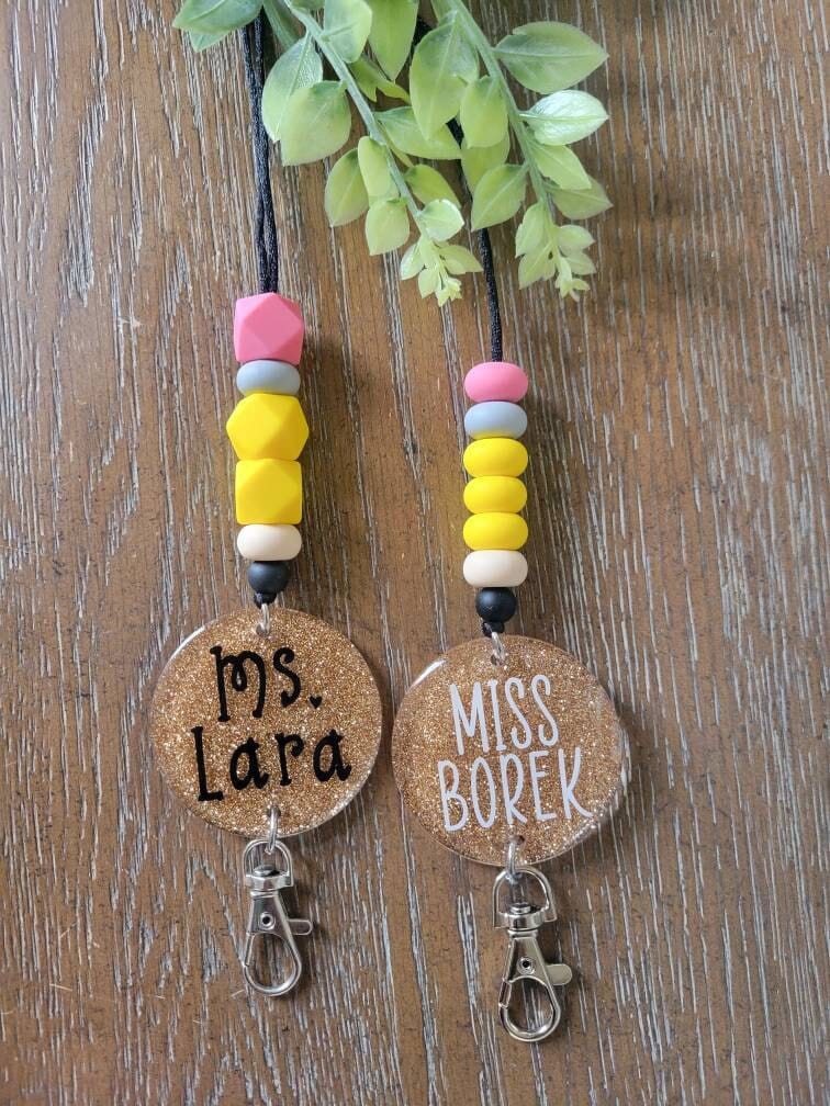Teacher Glitter Lanyard, Lanyard, Teacher Gift, Teacher Pencil Lanyard, Gifts for her