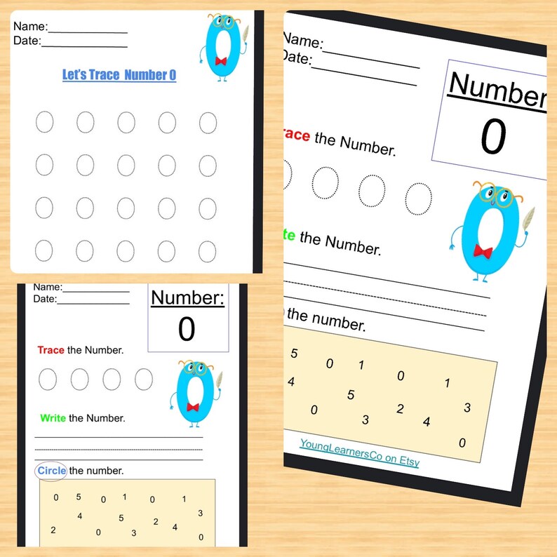 Number Zero Worksheet - Etsy