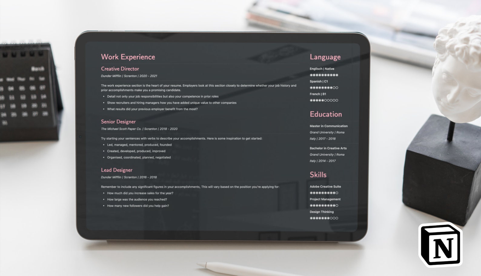 Notion Aesthetic Resume cv Template Minimalistic And Etsy