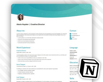 Notion - Ästhetischer Lebenslauf / Lebenslauf Vorlage - Minimalistisch und funktional, um Ihren Lebenslauf online zu verbessern