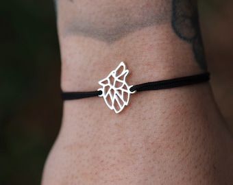 Armband met wolf als totemdier, gouden of zilveren sieraden, gemaakt in Frankrijk.