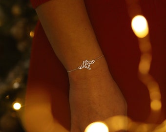 Manta ray animal totem bracelet, gold or silver, handmade in France