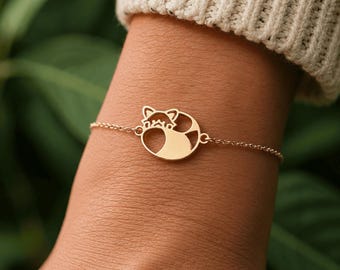 Panda Roux bracelet made in France - Original Animal Jewelry - Nature Gift - Gold or Silver - eco-friendly