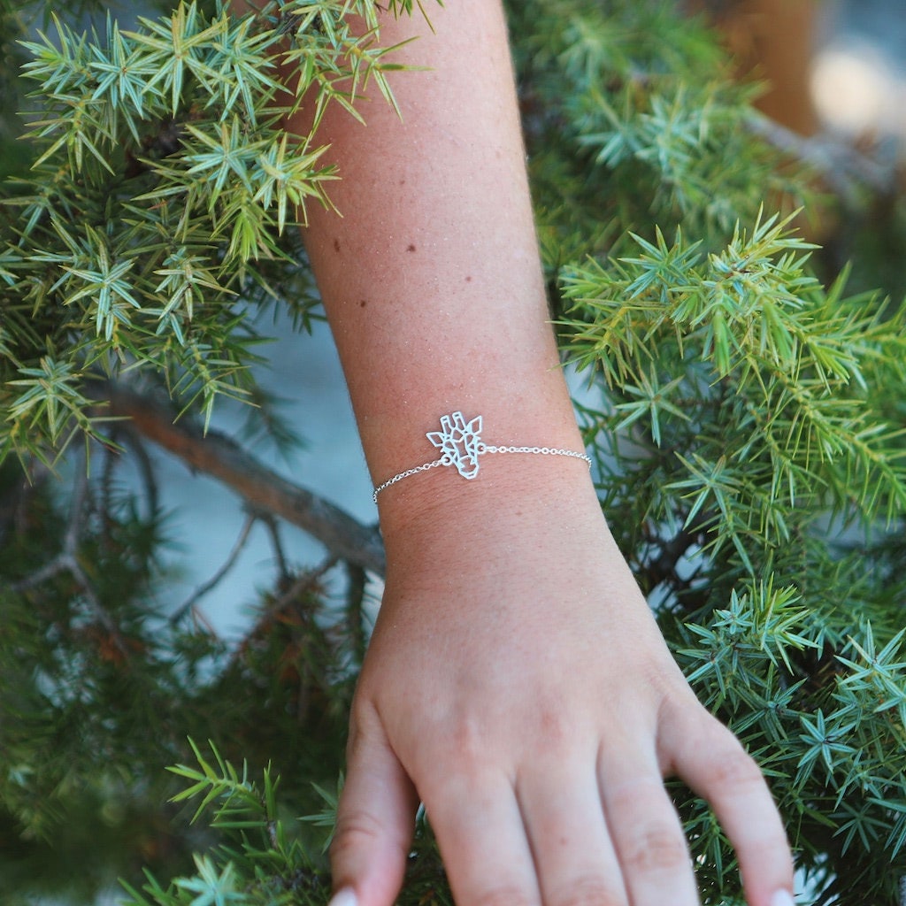 Braccialetto Con Ciondolo Giraffa - Acciaio Inossidabile - Regalo Per Amanti Delle Giraffe