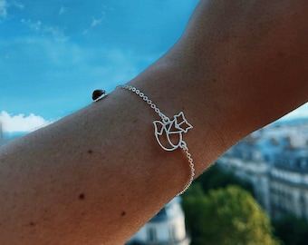 Elegantes Fuchs-Armband, hergestellt in Frankreich – minimalistischer Tierschmuck in Gold oder Silber – originelles Naturgeschenk – schicker Modeschmuck