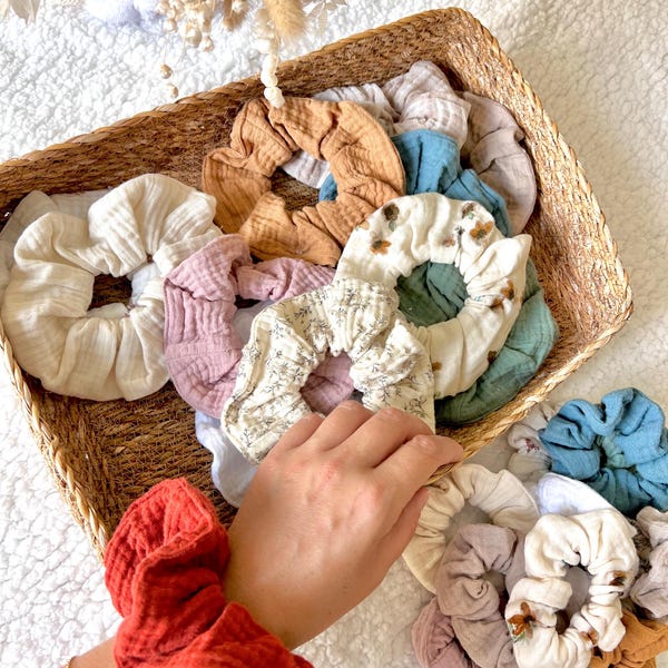double cotton gauze scrunchie