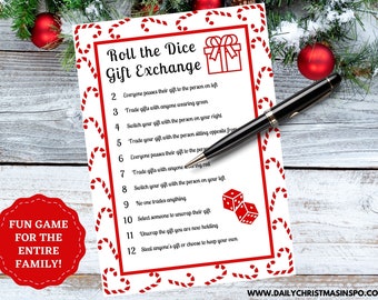 Instant Download Christmas Gift Exchange | Pass the Present | Holiday Party Games | Gift Swap Game | Dice Gift Swap | Daily Christmas Inspo