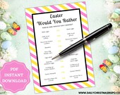 Easter Would You Rather Printable Game | Easter This or That | Would You Rather Game Easter Day Edition | Easter Day Party Game This or That