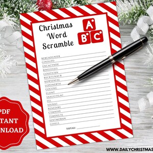 Christmas Word Scramble Game | Fun Christmas Party Game Printable | Family Games | Holiday Activity for Kids/Adults | Instant Download