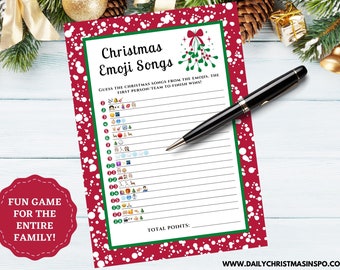 Instant Download Christmas Printable Games | Guessing Emoji Songs | DIY Holiday Party Game | Family Fun Idea | Daily Christmas Inspo Shop