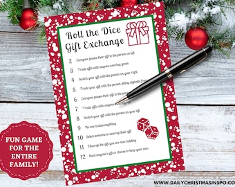 Instant Download Christmas Gift Exchange | Holiday Gift Exchange Party Game | Exchange Gifts Game | Dice Gift Swap | Daily Christmas Inspo