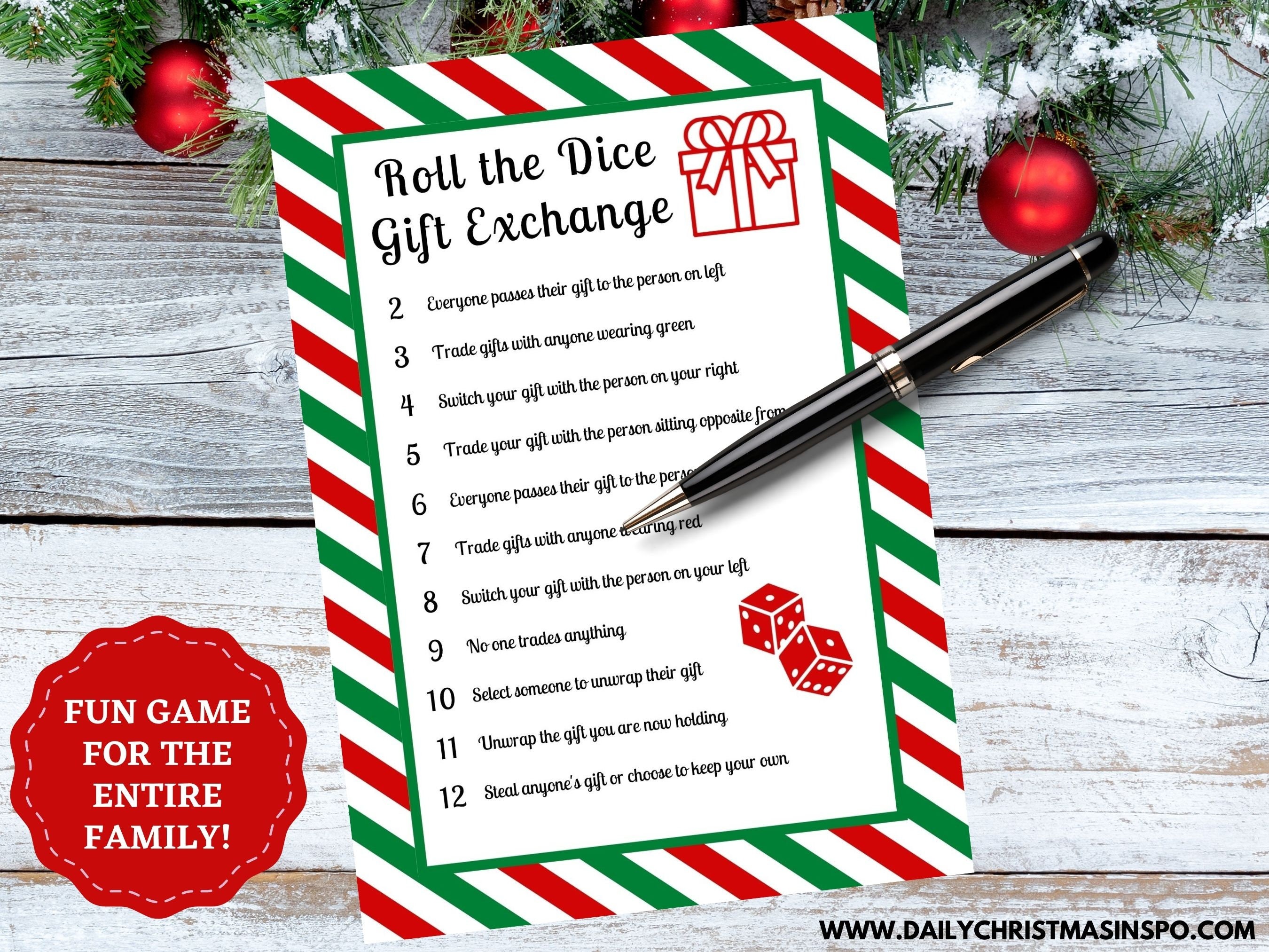 Instant Download Christmas Gift Exchange Left Right Christmas Game Gift