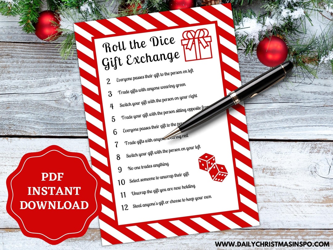 Roll the Dice Christmas Gift Exchange Printable  Holiday Gift - Etsy UK