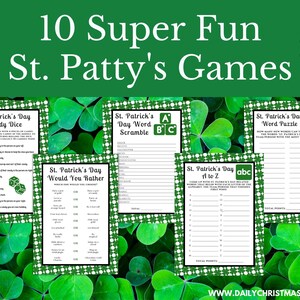 St Patricks Day Game Bundle Printable St Patrick's Day Games For Kids & Friends St Patty's Day Family Activities Printable Party Games image 2