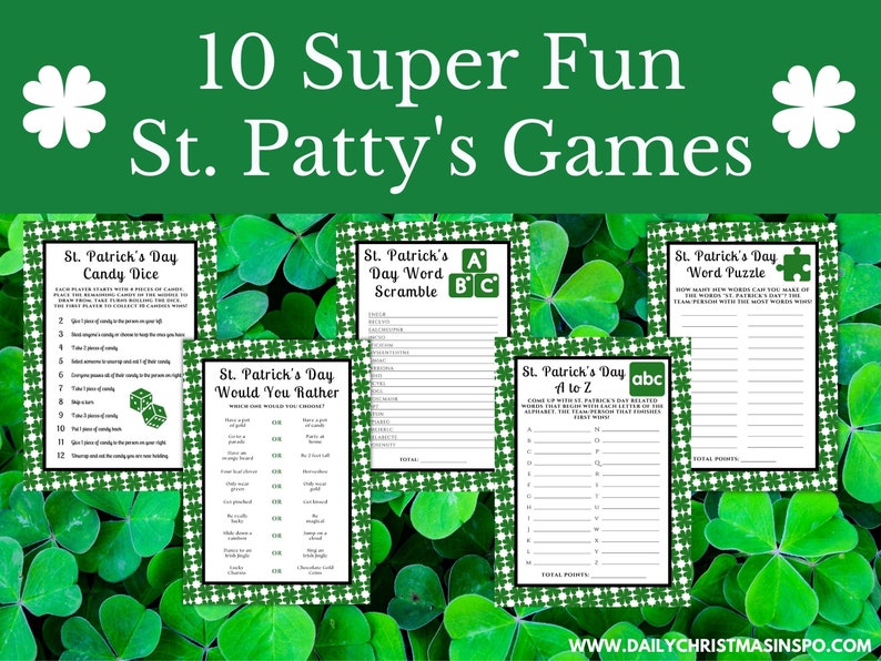 St Patricks Day Game Bundle Printable St Patrick's Day Games For Kids & Friends St Patty's Day Family Activities Printable Party Games image 2