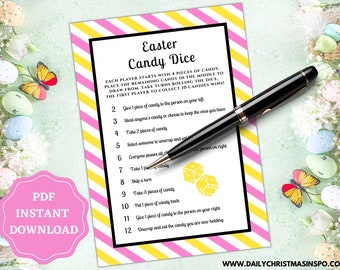 Instant Download Easter Candy Dice Game | Easter Day Candy Dice Party Game | Easter Day Activity for Kids | Candy Game Easter Day Edition