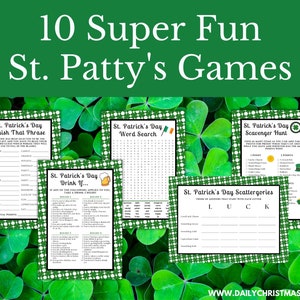 St Patricks Day Game Bundle Printable St Patrick's Day Games For Kids & Friends St Patty's Day Family Activities Printable Party Games image 3