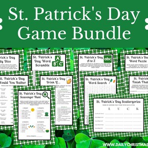 St Patricks Day Game Bundle Printable St Patrick's Day Games For Kids & Friends St Patty's Day Family Activities Printable Party Games image 1