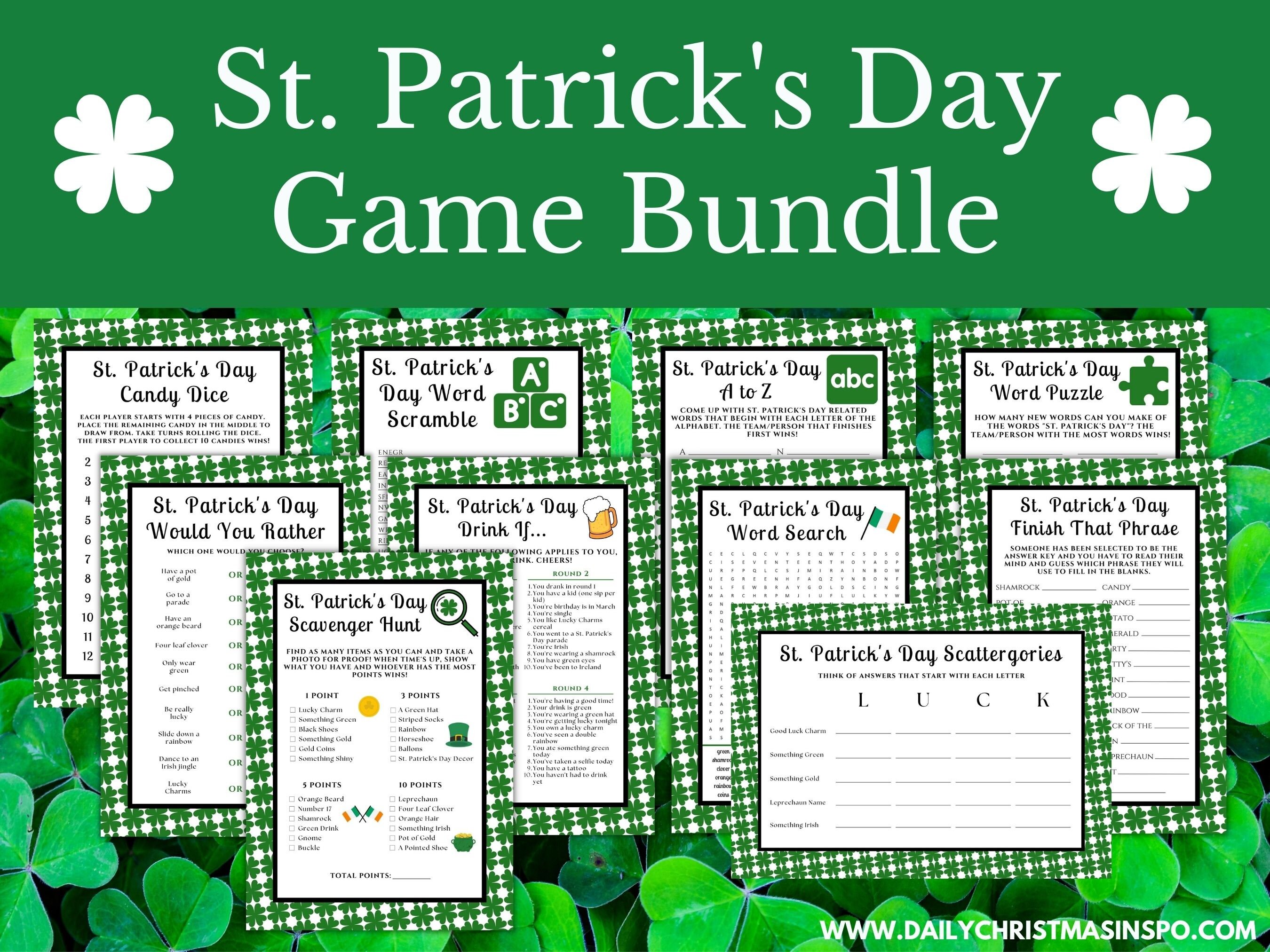St Patricks Day Game Bundle | Printable St Patrick's Day Games for Kids ...