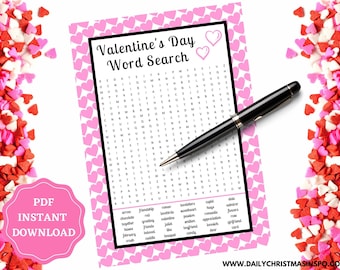 Valentine's Day Word Search Game | Valentines Day Word Find | Valentine's Day Word Search for Kids Activity | Galentine's Day Party Game