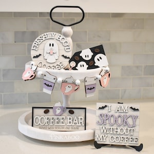 Halloween Decor, Halloween Tier Tray Decor, Pastel Halloween Decor, Coffee Decor, Ghost Decor, Halloween Gifts