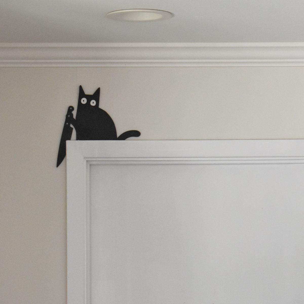 Black Cat Decor, Cat With Knife, Door Frame Decor, Halloween Decor - Etsy