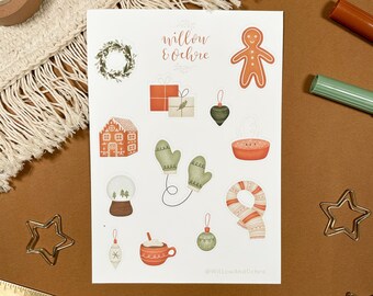 Christmas Sticker Sheet | Illustration, Journaling Stickers