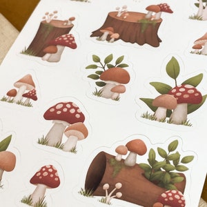 Mushroom Sticker Sheet Illustration, Journaling Stickers image 3