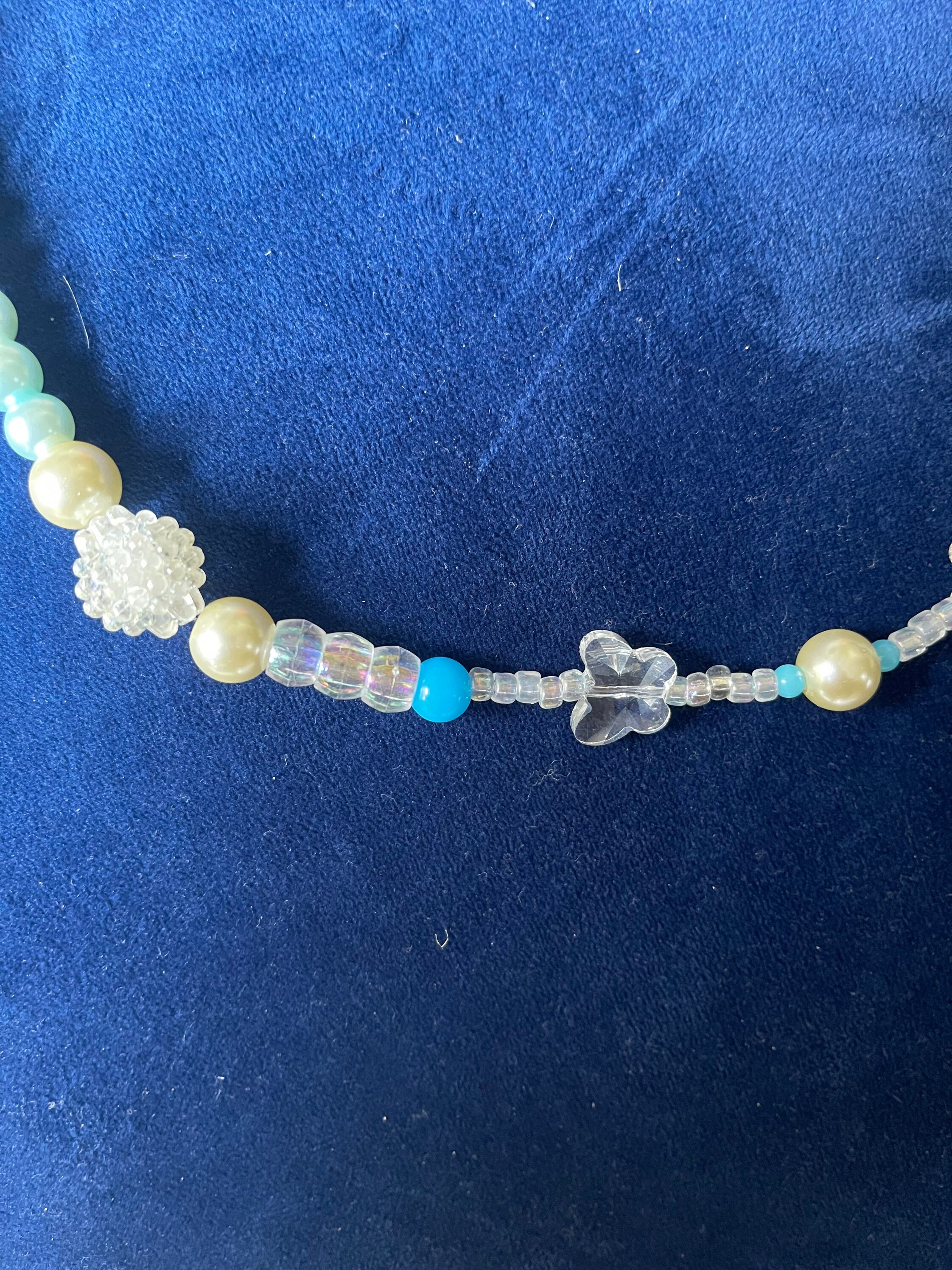 Tiktok Inspired Beaded Necklace Blue Pearls Chain and Etsy UK
