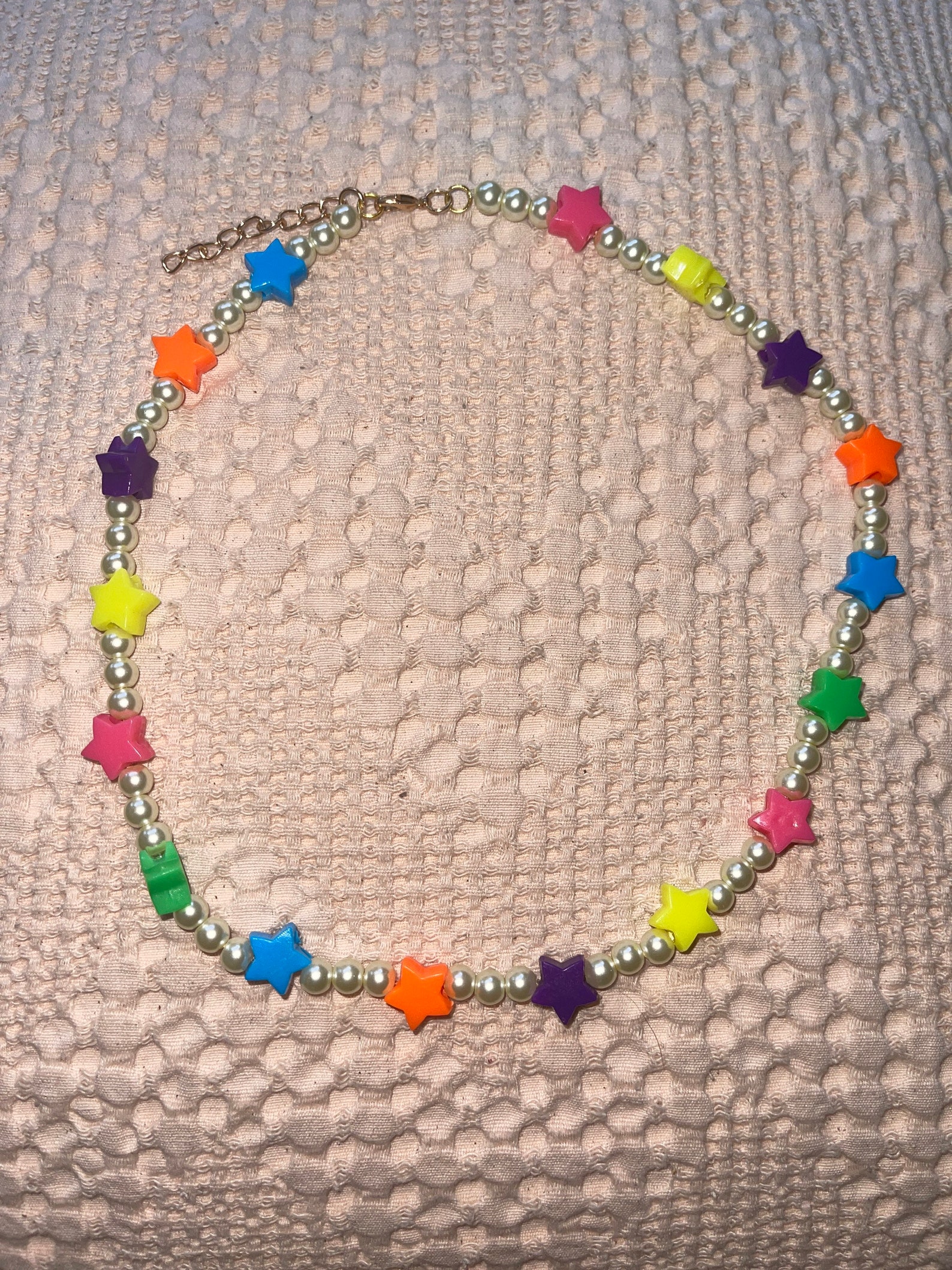 Tiktok Inspired Pearl and Neon Star Beaded Necklace Summer 2021 Etsy