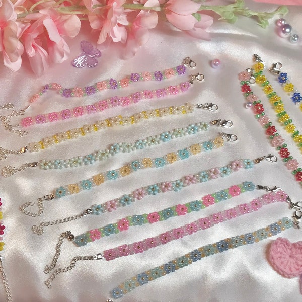 Bracelet Daisy, bracelet fleurs, bracelet élégant, style minimaliste, bracelet perles, bijoux Simple, bracelet perles