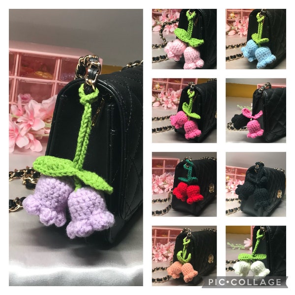 Crochet Muguet Lily Flowers , accessoires de sac, accessoires de voiture, décoration maison, crochet mignon, cadeau pour elle