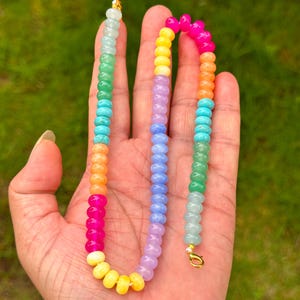 18 Inches~~Rainbow Color Multi Gemstone Smooth Rondelle Beads~~Candy Gemstone Necklace~~Rainbow Color Gemstone Necklace~~7.5-8.0 mm Approx