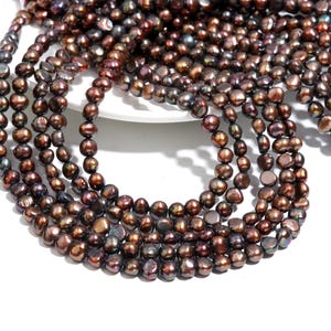 Natural Copper Color Fresh Water Pearl Beads Canter Drill Nugget Beads 7-8mm Copper shade  Pearl Gemstone, Pearl Jewelry Craft Supplies