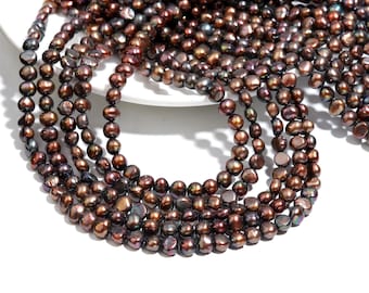 Natural Copper Color Fresh Water Pearl Beads Canter Drill Nugget Beads 7-8mm Copper shade  Pearl Gemstone, Pearl Jewelry Craft Supplies