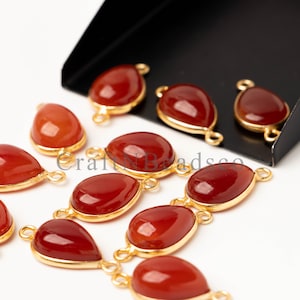 Natural Red Carnelian Connector, Smooth Amethyst Gemstone Bezel Charm, Earring Connector, double Bail jewelry Craft Making Sale By Piece