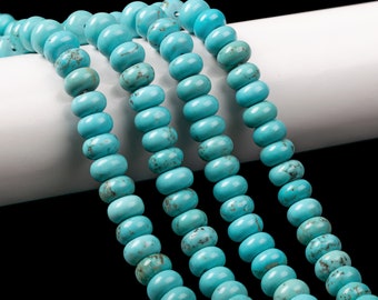 Blue Turquoise Rondelle Beads, 8mm Full Strand