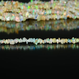 Flashy Ethiopian Opal Chips Beads, Uncut Opal Bead Strand, 4-5 mm Chip Stone Beads, DIY Jewelry Craft Making Beads, 34 Inches Opal Strand