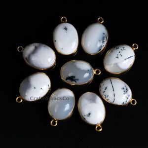 Connecteur en agate dendritique naturelle, breloque en agate dendritique lisse, connecteur de boucle d'oreille, bélière simple pour fabrication de bijoux, vente à l'unité