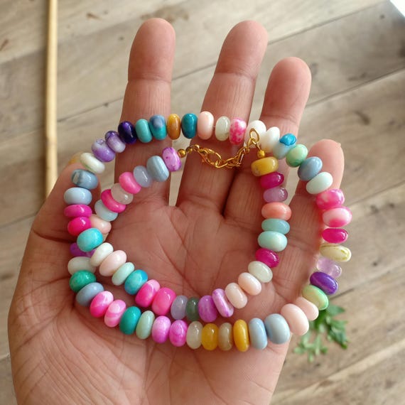 Collier Ras Du Cou Turquoise Naturel - Perle Ronde Lisse Inde - Laiton 925 - Bundela Gems Neuf