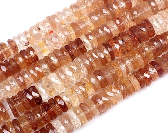 Wow!! Imperial Topaz Gemstone Faceted Heishi Disc Shape Beads 6mm Strand AAA Quality Healing Real Gemstone Beads for Making Craft Jewelry.