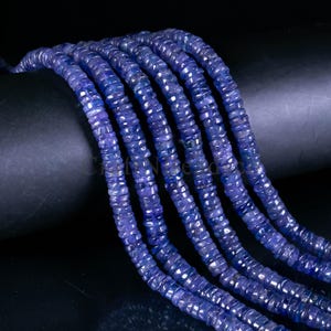 Top Quality Tanzanite Smooth Tyre Beads, Tanzanite Heishi Beads, Blue Tanzanite Wheels, Tanzanite Jewelry Making Gemstone Beads,16 Inch Long