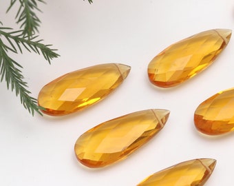 Citrine  Quartz  Faceted Long Briolette Shape Beads, 10x25mm,Citrine Briolette Beads, Jewelry Handmade Beads Gemstone, 9 Pieces