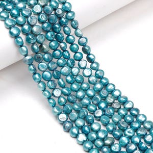 6-7 mm Christmas Green Potato Pearl Beads, Natural Freshwater Pearls, Loose Pearls, Pearl for Jewelry Making, Green Pearl--16 inches-