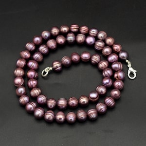 Rusty Pink Freshwater Pearl Necklace Handmade Gemstone Necklace Rare Pink Pearl Necklace Smooth Rondelle Shape Boho Hippie Jewelry